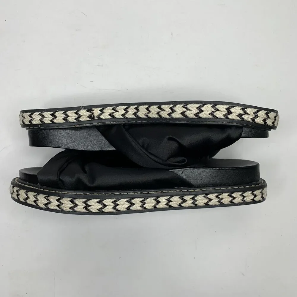 BCBGeneration Size‎ 6 Sandals Slides Essina Knotted Black Round Toe Flat Women’s